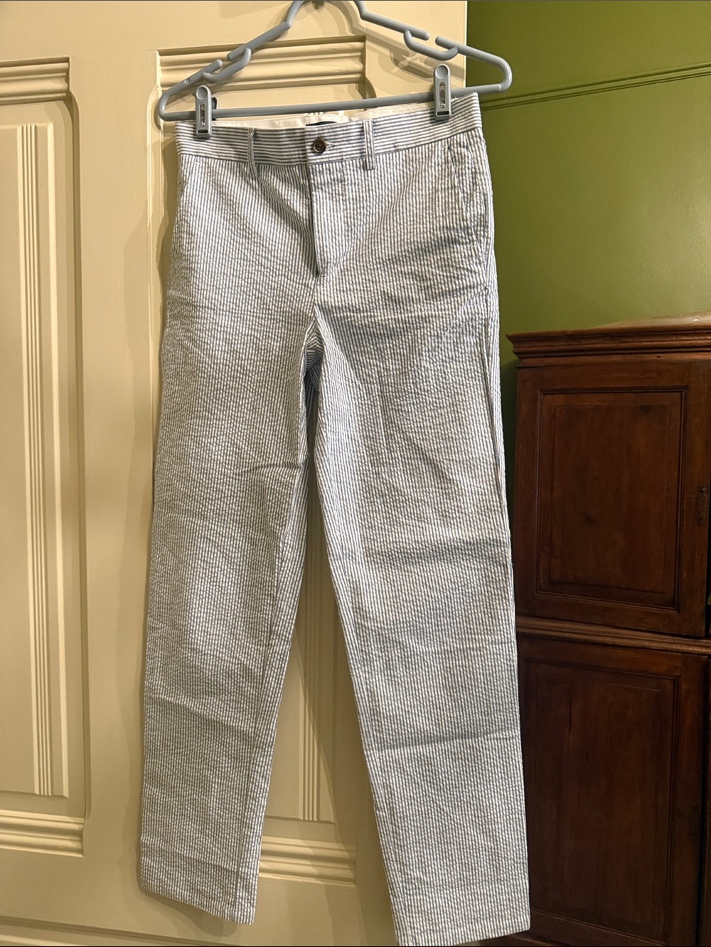 Boys Size 14 Brooks Brothers Blue Seersucker Pants - Classic Summer Trousers